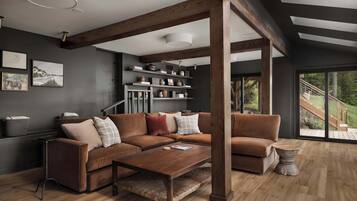 TV, fireplace, foosball, offices