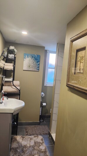 Shower, hair dryer, towels, soap - Beautiful three bedroom apartment 10 minutes walk to Niagara Falls. (Niagara Falls)