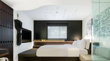 Down duvets, blackout curtains, soundproofing