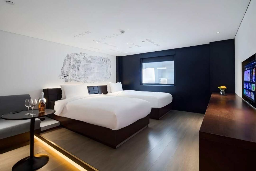 Down comforters, blackout drapes, soundproofing, iron/ironing board