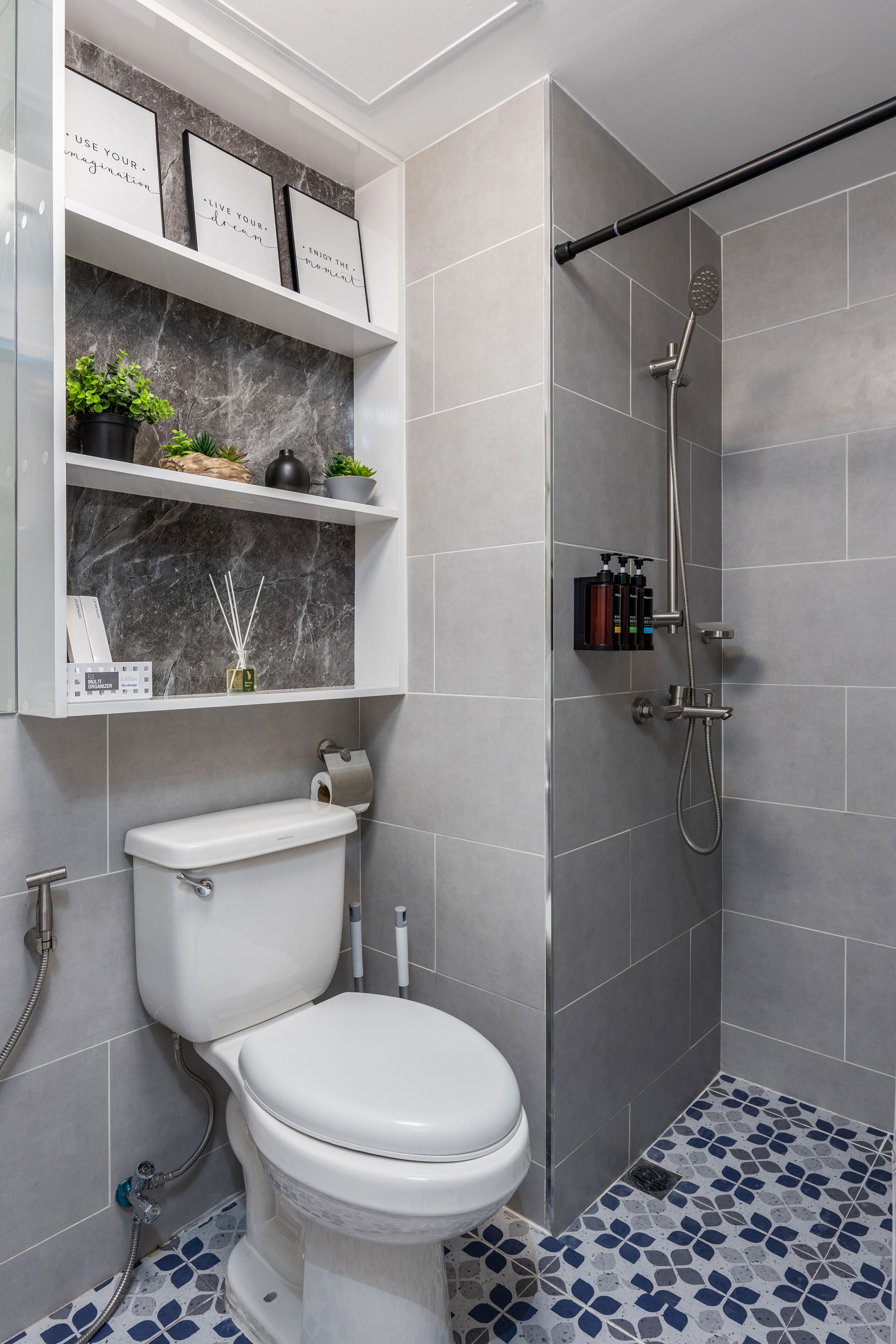 Hair dryer, bidet, towels, soap