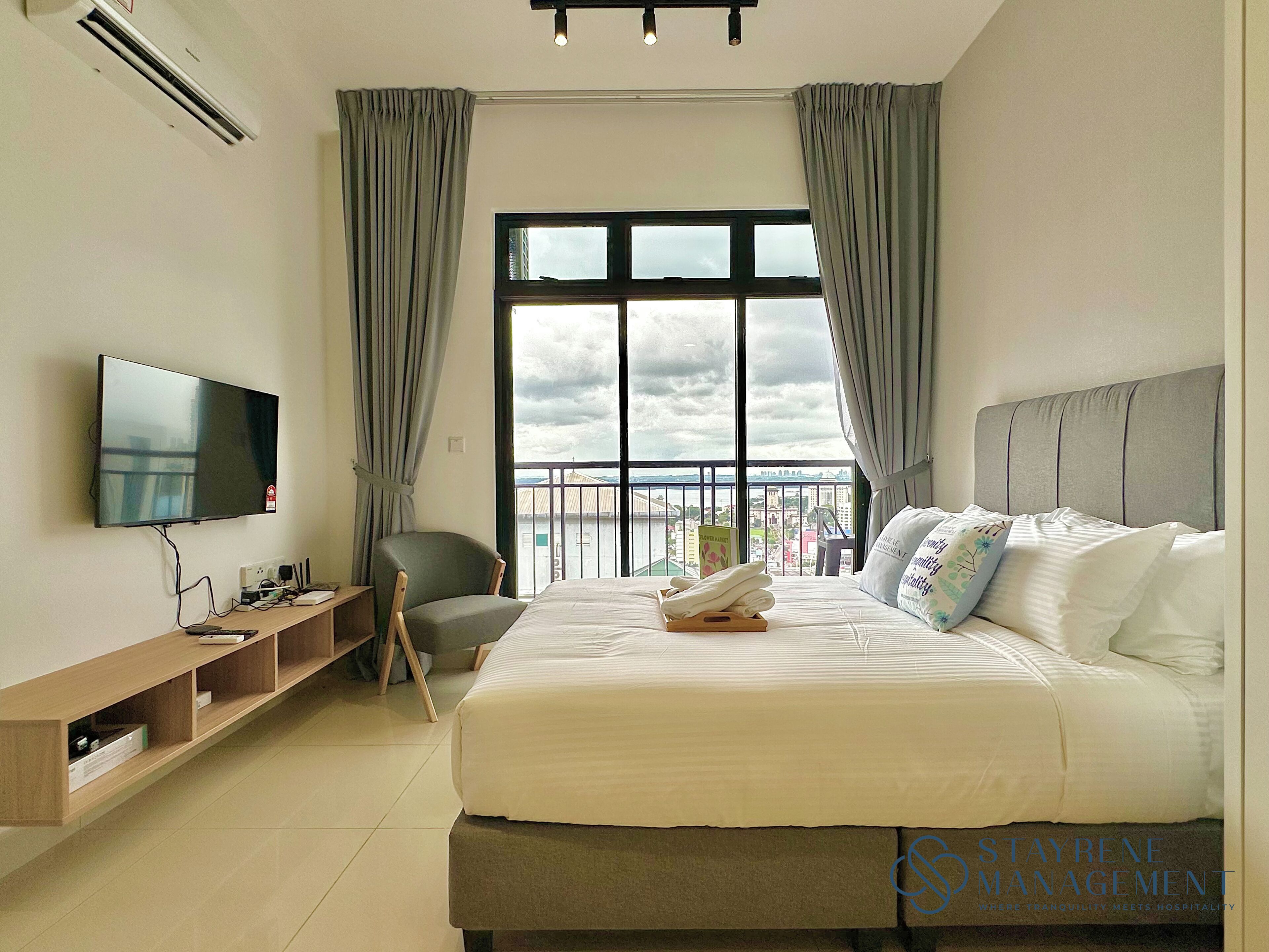 Studio Élite, 1 grand lit, balcon, vue ville