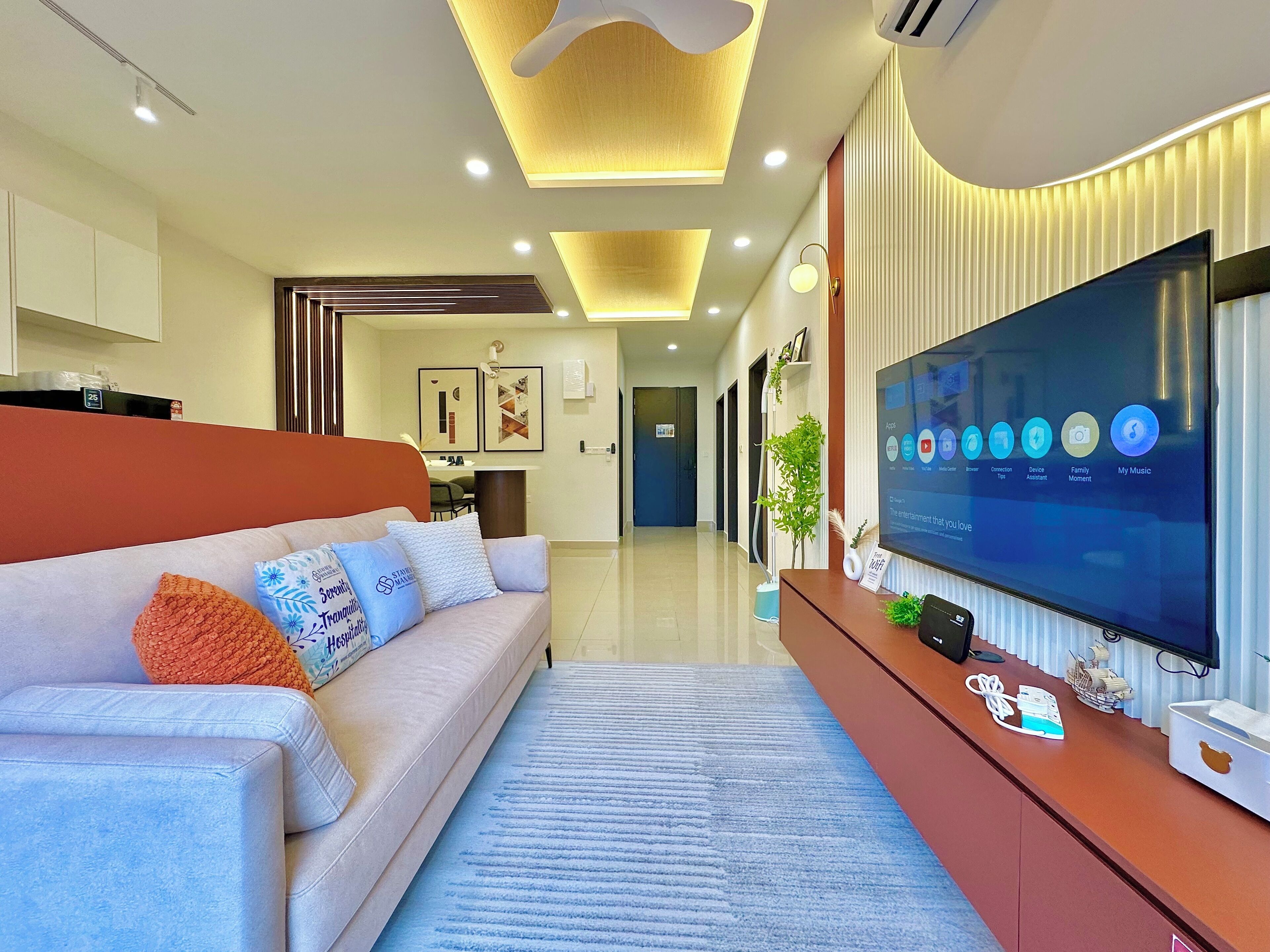 Appartement Deluxe, 3 chambres, balcon, vue ville | Coin séjour