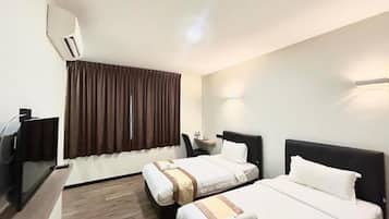 Desk, free WiFi, bed sheets