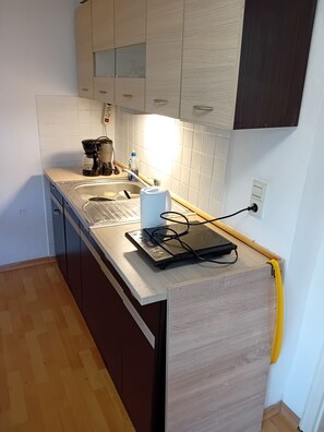 Kühlschrank, Mikrowelle, Herdplatte, Geschirrspüler