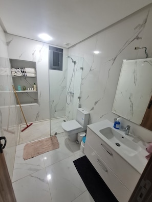 Towels, soap, toilet paper