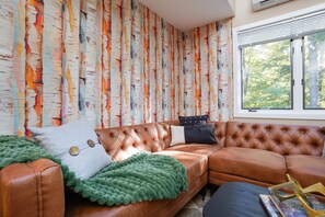 Smart TV, fireplace, table tennis, books