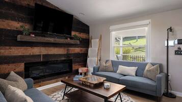 TV, fireplace