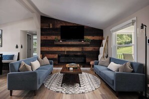 TV, fireplace - Riverview Retreat - Pool, Hot Tub, and Mtn Views! (Harpers Ferry)
