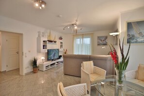 TV, DVD player, stereo