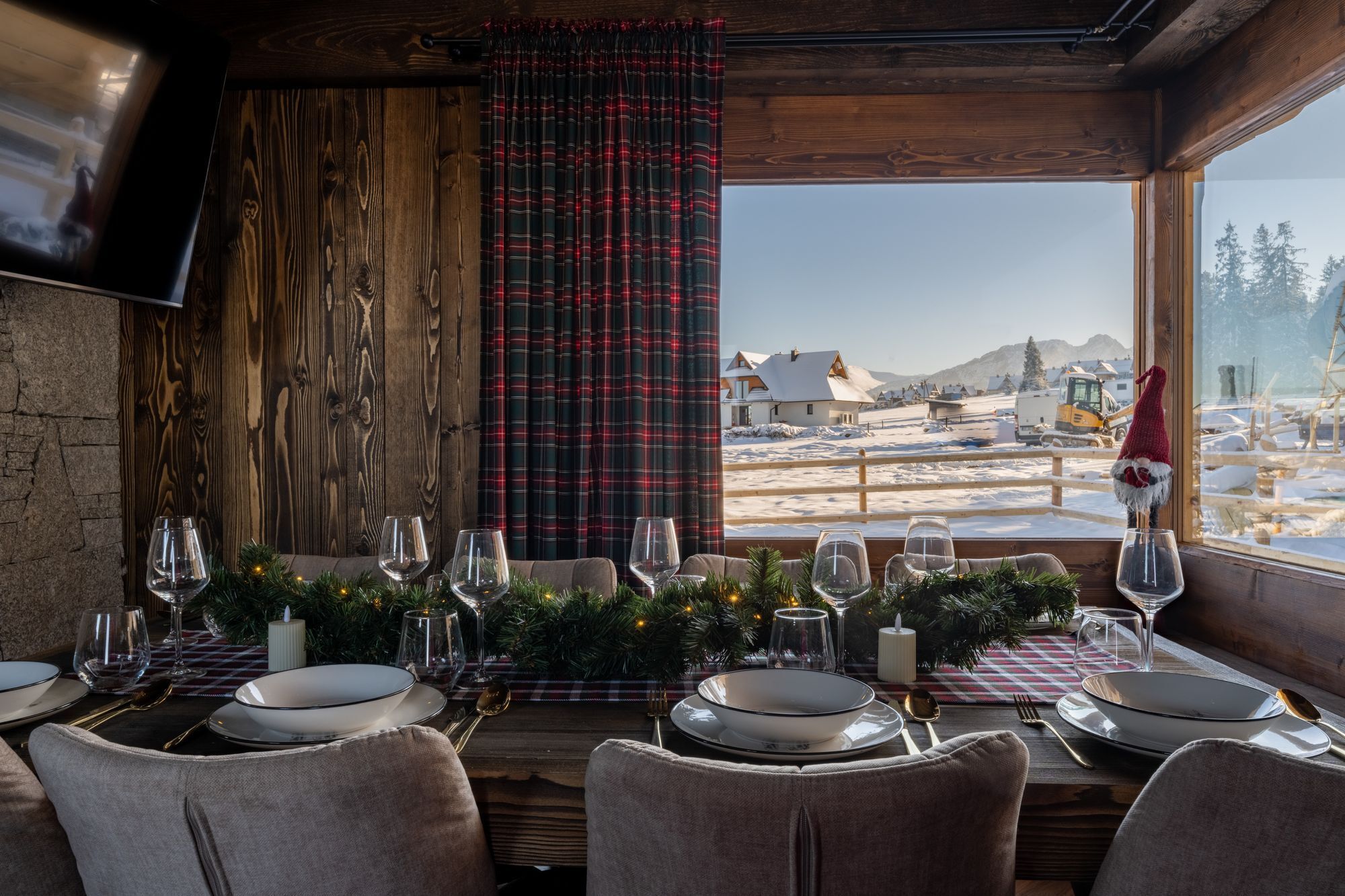 Domek 1 typu Deluxe z jacuzzi i widokiem na góry | ダイニングルーム