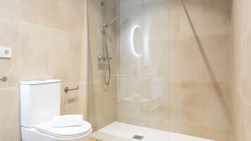 Ducha, secador de pelo y toallas