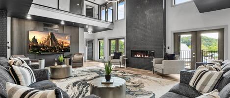 Smart TV, fireplace, video games