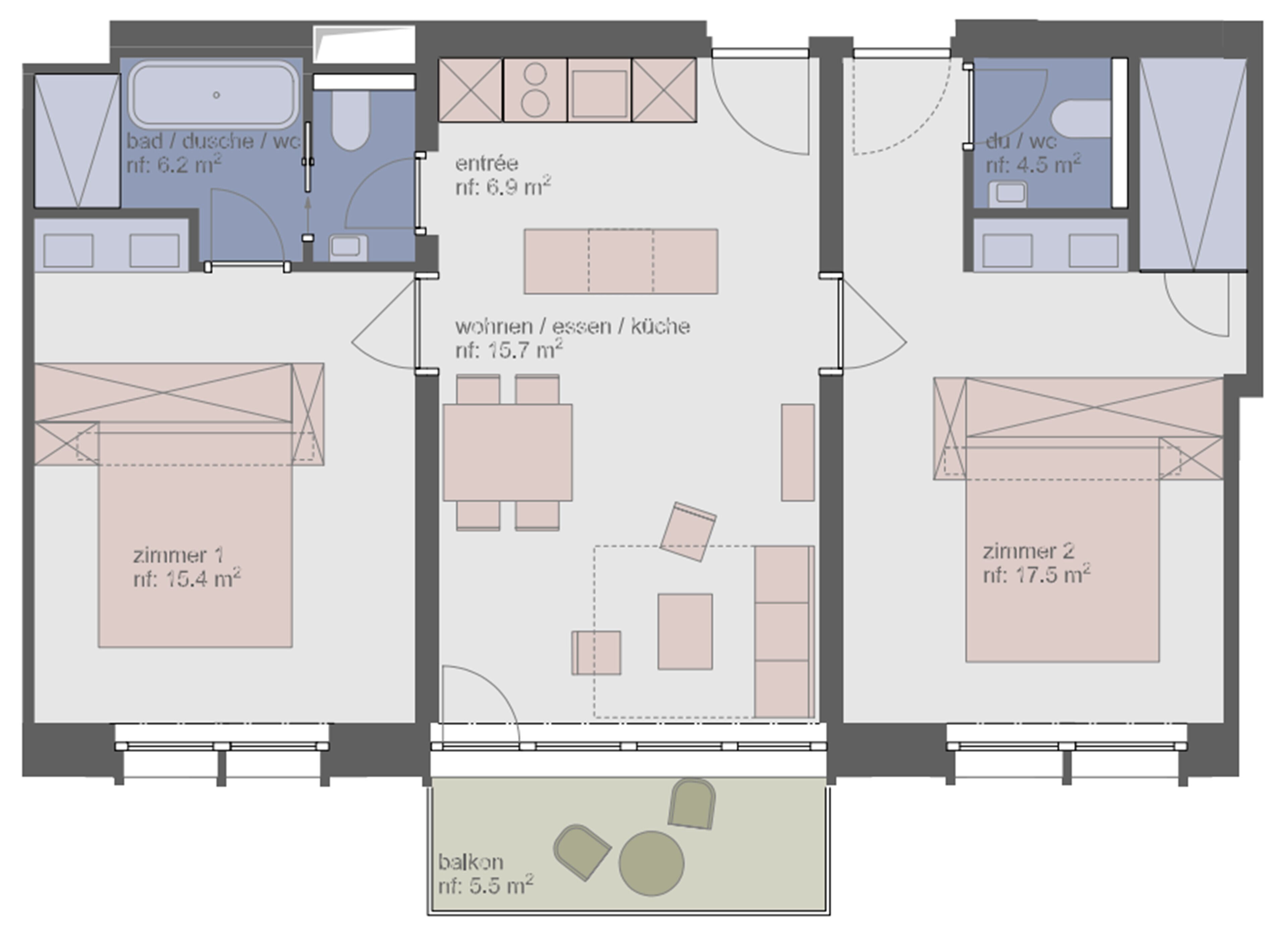 Residence 2 klein | Schreibtisch, laptopgeeigneter Arbeitsplatz, kostenlose Babybetten