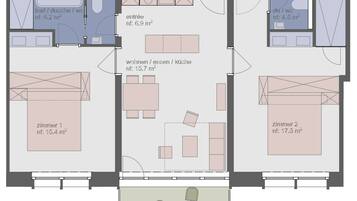 Residence 2 klein | Schreibtisch, laptopgeeigneter Arbeitsplatz, kostenlose Babybetten