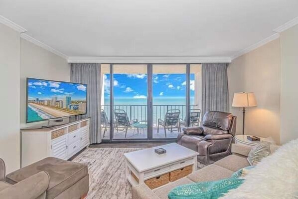 TV, DVD player, stereo