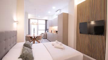 Een strijkplank/strijkijzer, gratis wifi