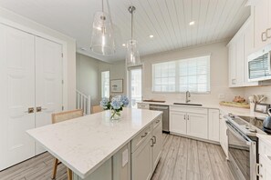 House, 3 Bedrooms | Private kitchen | Fridge, oven, coffee/tea maker, toaster - Sweet & Salty Beach House 3 Bedroom Home (Cortez)