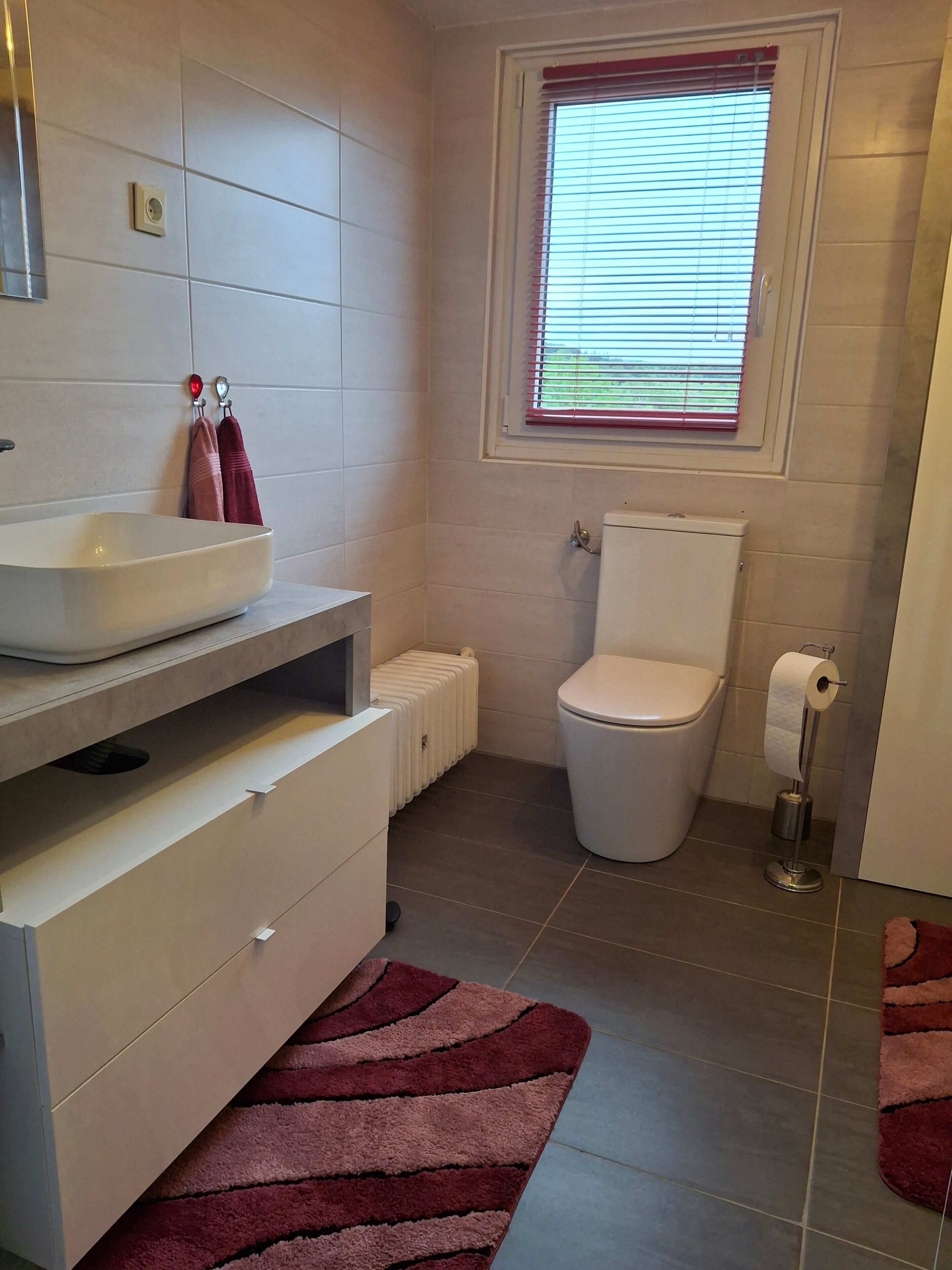 Een douche, een haardroger, handdoeken