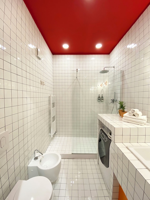 Dusche, Haartrockner, Bidet, Handtücher