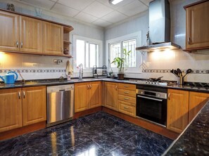 Fridge, microwave, oven, dishwasher