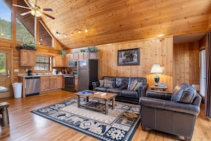 TV, fireplace, DVD player, foosball