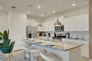 Fridge, microwave, oven, dishwasher