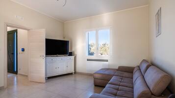 Televisión y chimenea