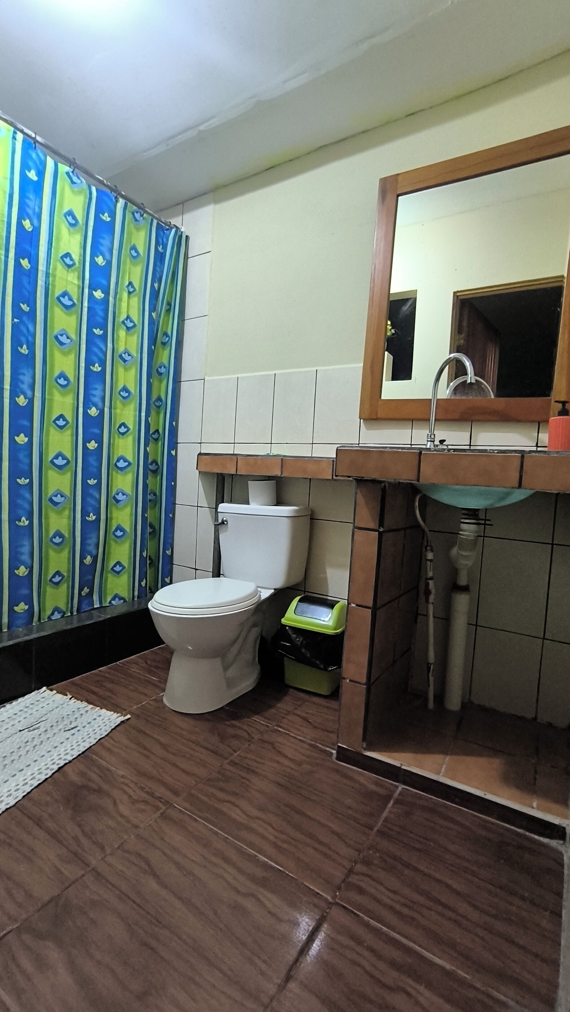 Shower, towels, soap, toilet paper