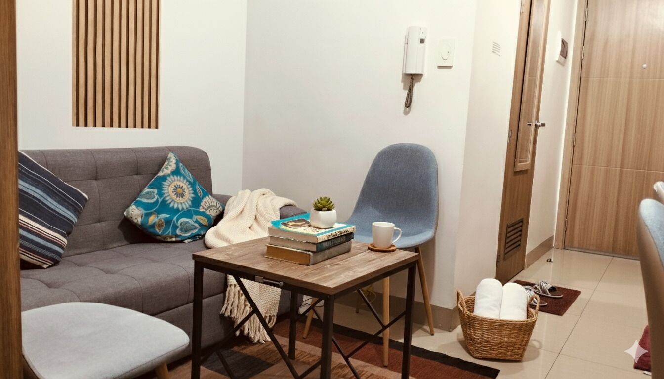 Double Room, City View | Living area