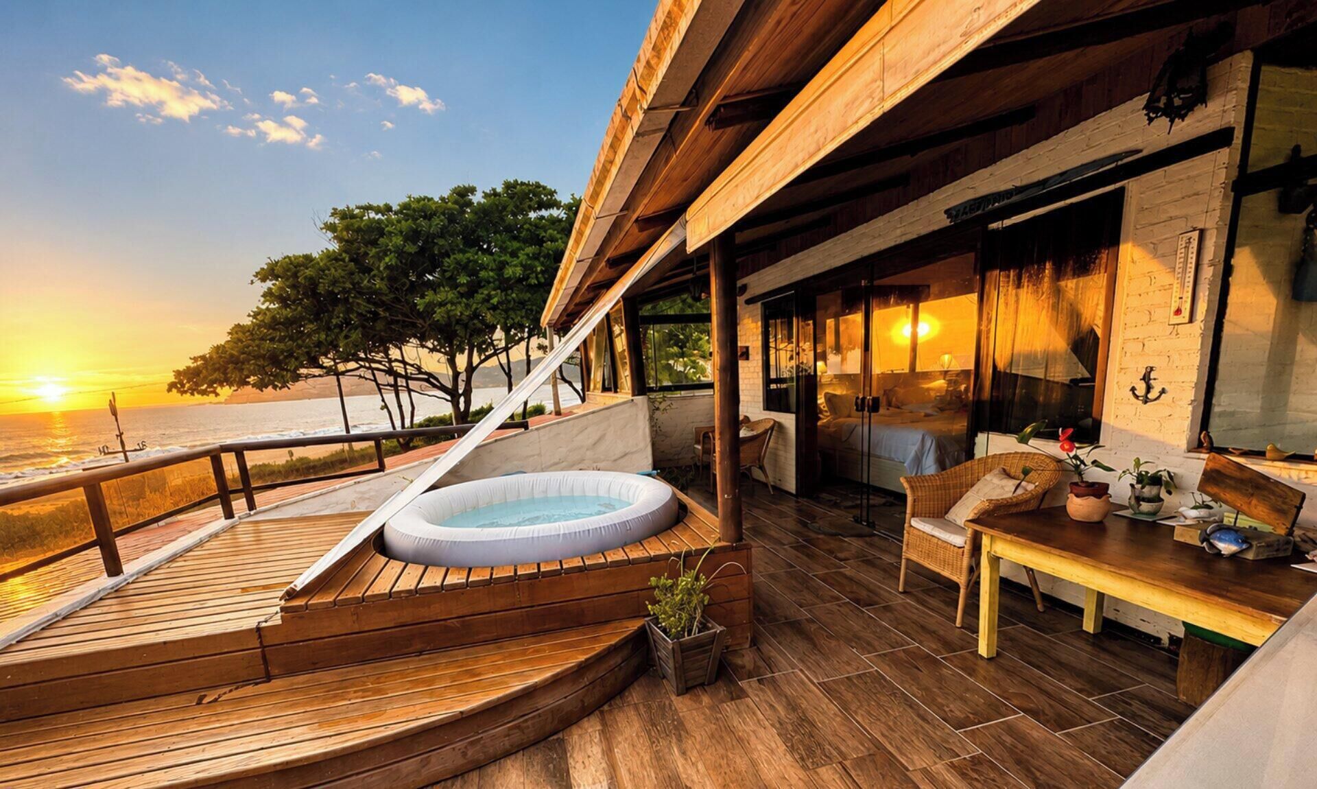 Suíte Água Viva com Jacuzzi - Ondas da Grande - Penha - SC | Banheira de hidromassagem particular