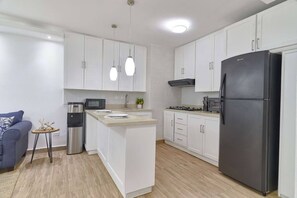 Fridge, microwave, stovetop, dishwasher