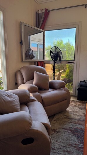 Smart TV, fireplace, DVD player, books