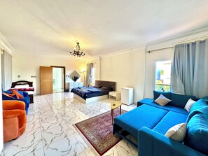 TV connectée, cheminée, lecteur de DVD, livres