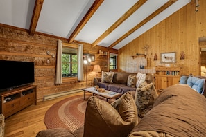 Fernseher, Kamin, Bücher