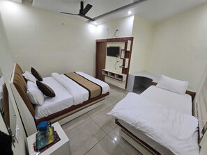 Triple Bedroom | Desk, free WiFi - Hotel R K Residency Near Bihariji Mandir (Mathura)