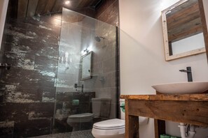 Regadera, secadora de cabello, toallas