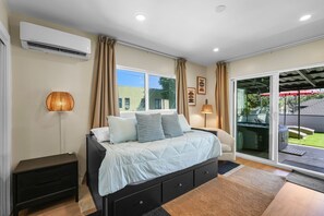 2 bedrooms, desk, iron/ironing board, travel cot