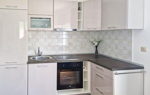 Fridge, oven, stovetop, coffee/tea maker