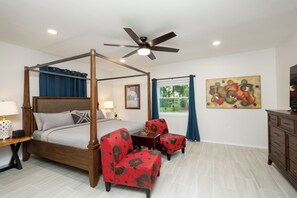 4 bedrooms, desk, iron/ironing board, travel crib