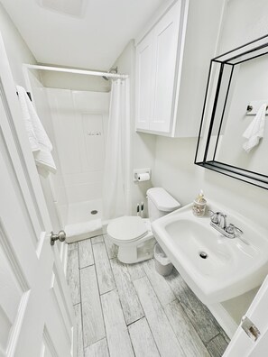 Serviettes fournies, savon, shampoing, papier toilette