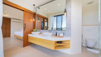 Luxury Villa, 4 Bedrooms, Private Pool, Garden View | Bathroom | Hair dryer, slippers, soap, shampoo