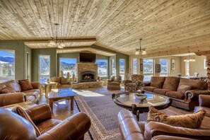 TV, fireplace, DVD player, books