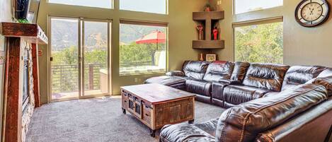 Televisión, chimenea, libros