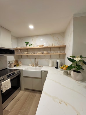 Fridge, microwave, stovetop, dishwasher