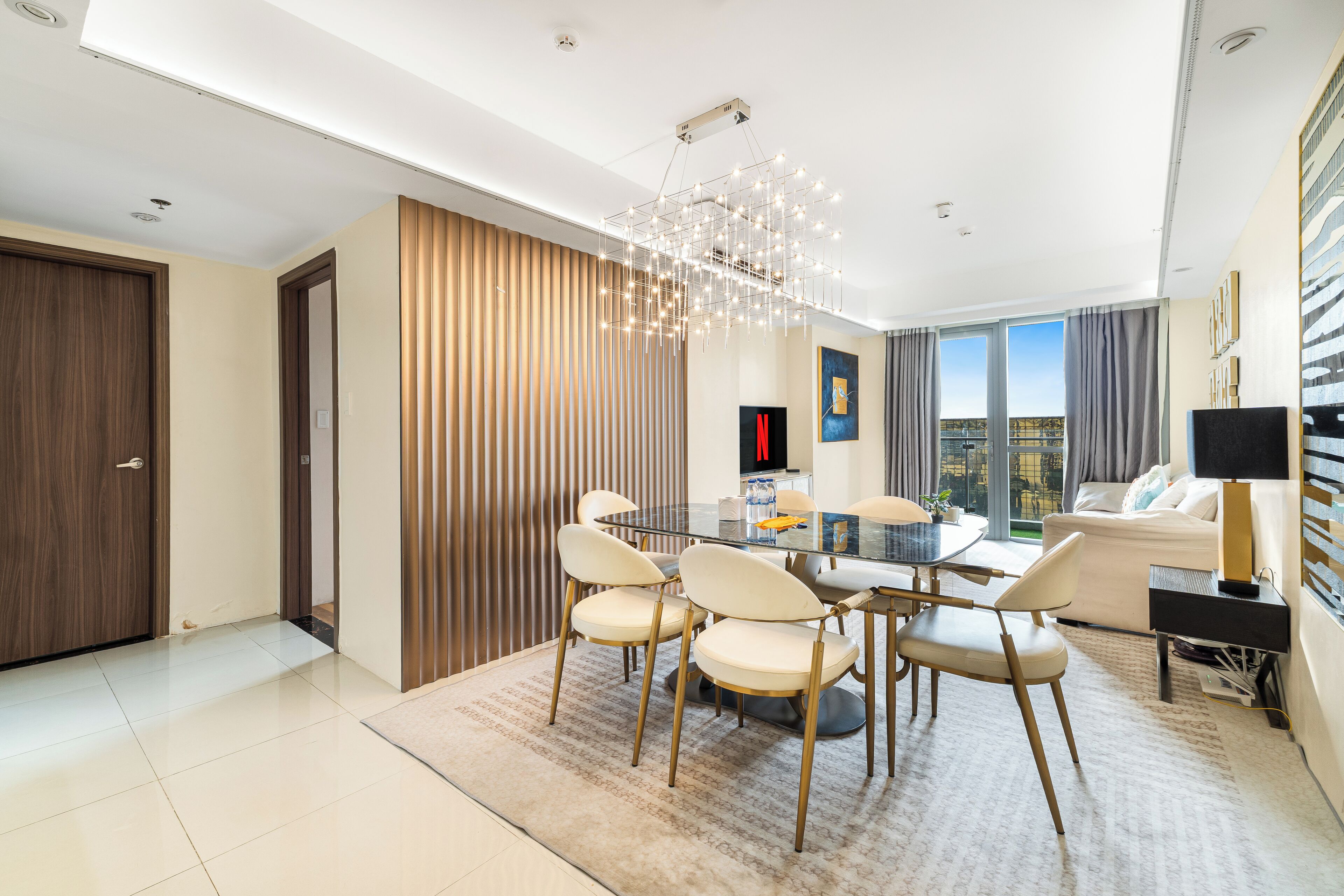 Luxury-Penthouse, Balkon, Stadtblick | Wohnbereich