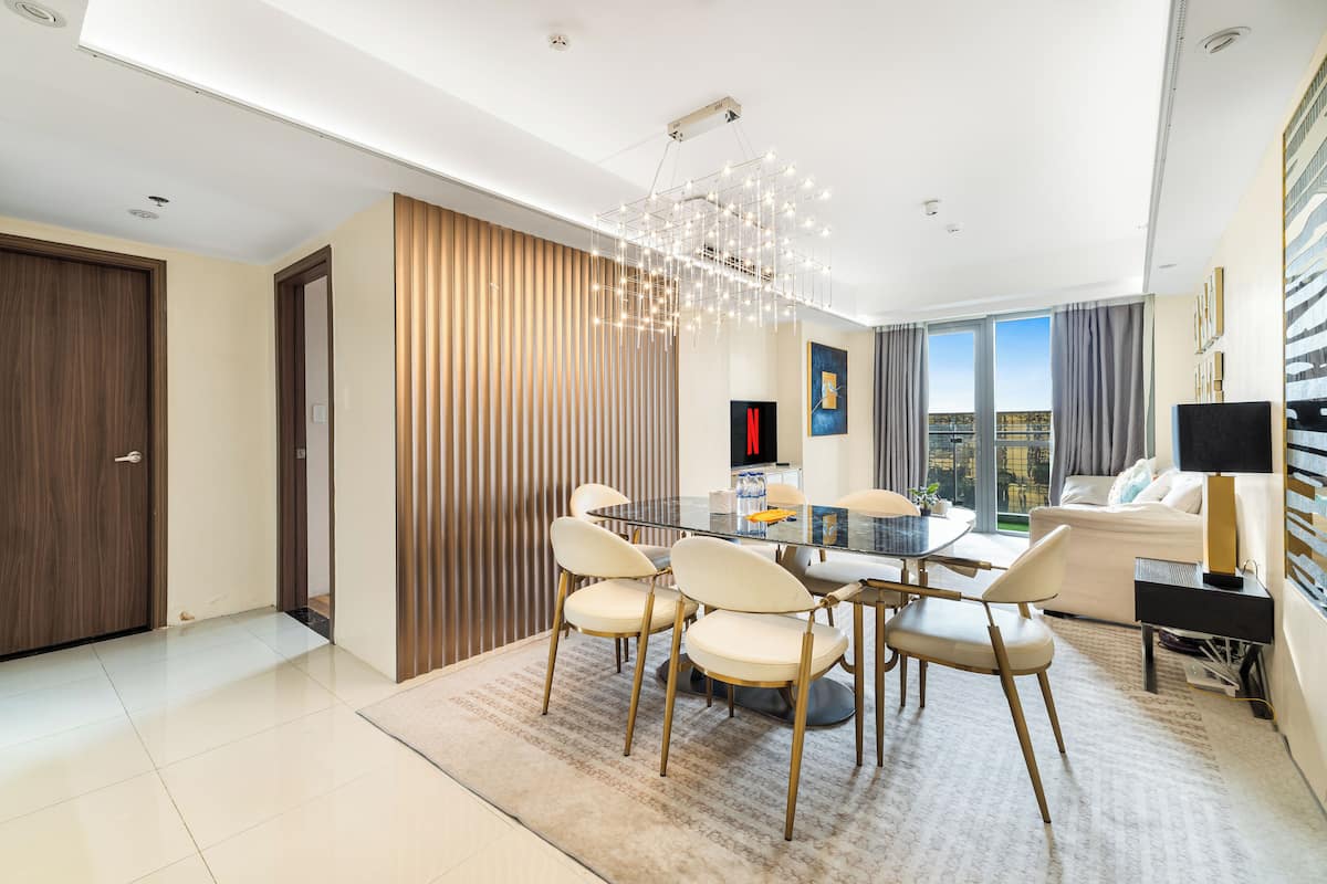 Luxury-Penthouse, Balkon, Stadtblick | Wohnbereich