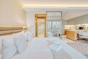 Luxury Studio, Balcony | In-room safe, blackout drapes, soundproofing, iron/ironing board