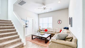 TV, fireplace, offices