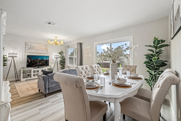 Enjoy a dining area full of natural light.
